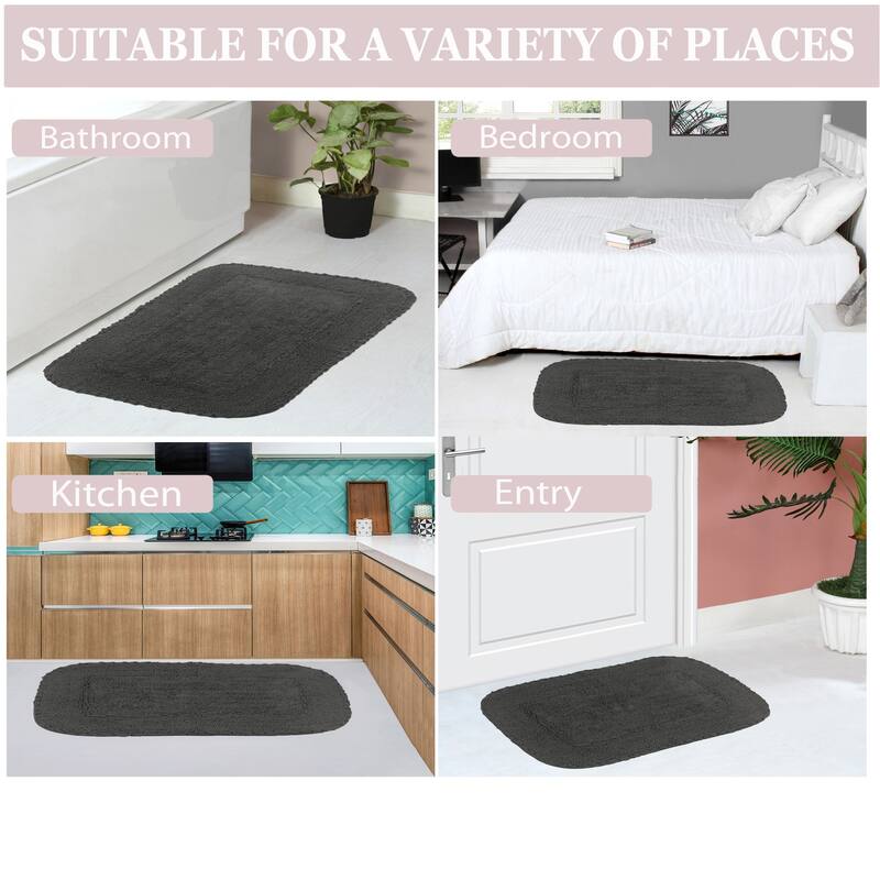 Radiant Collection Absorbent Cotton 2 Piece Set Machine Washable Bath Rug