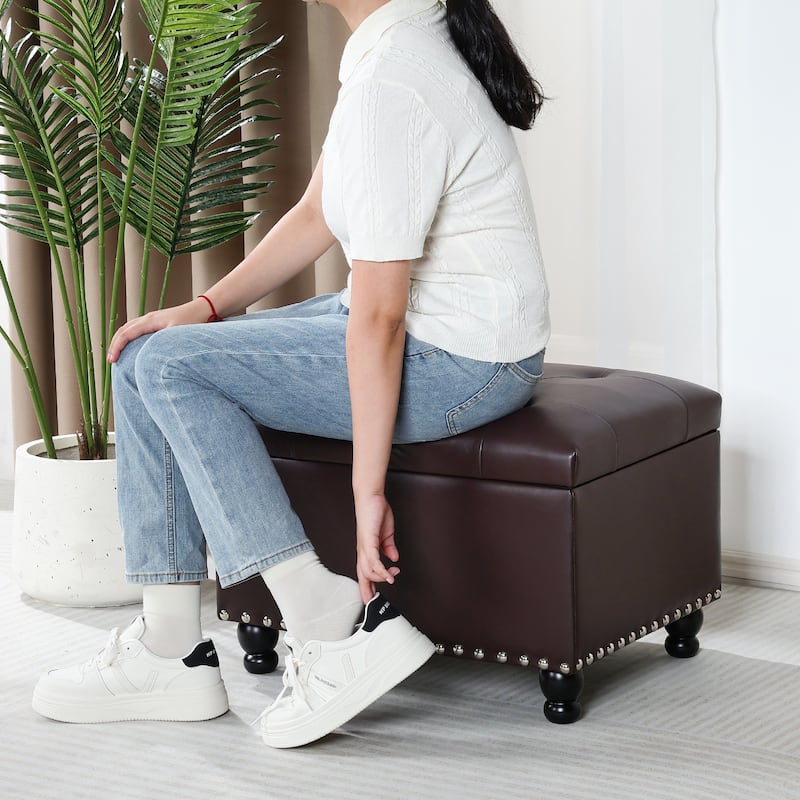 Adeco High End Classy Tufted Storage Ottoman Bench Footstool