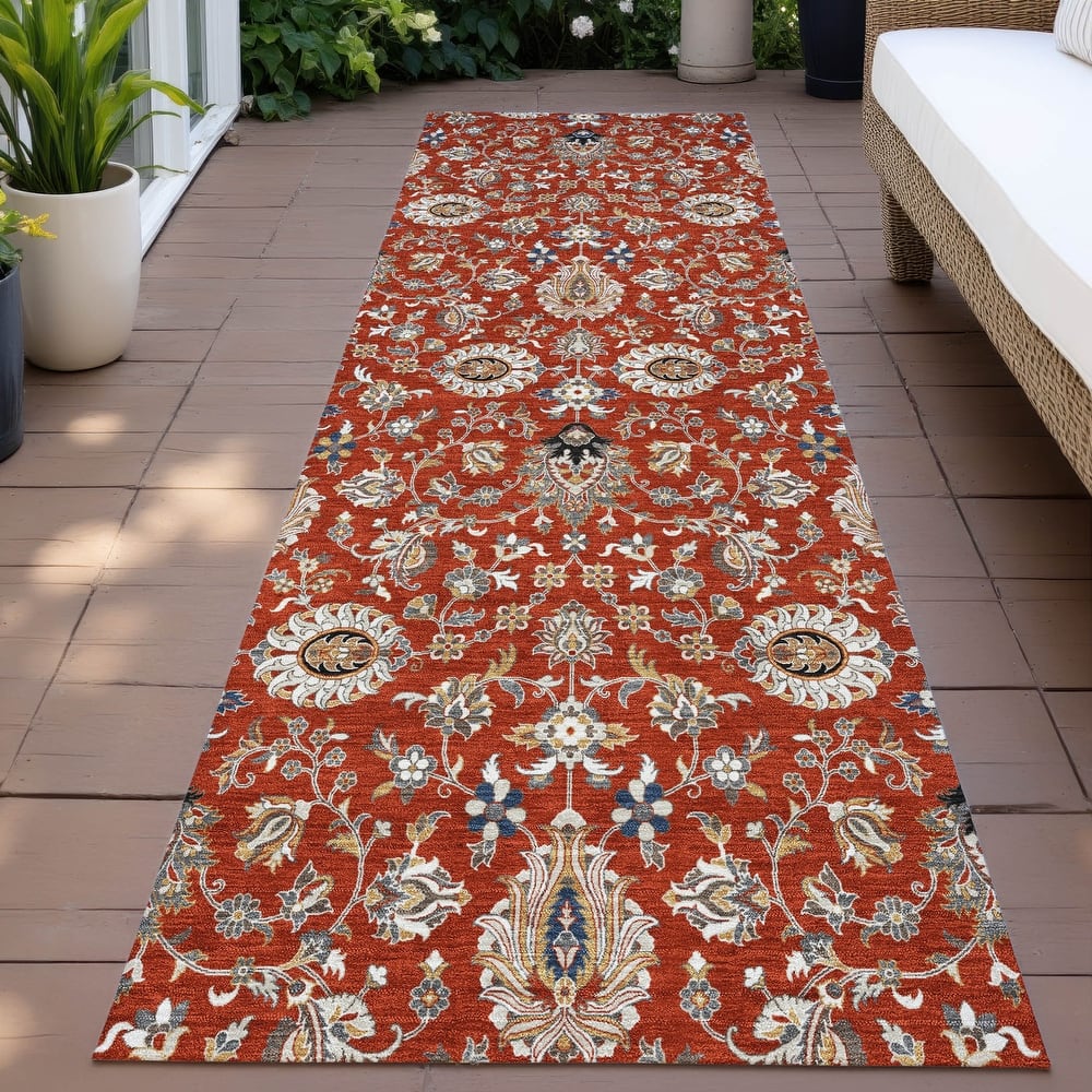 Machine Washable Indoor/Outdoor Traditional Persian Chantille Rug