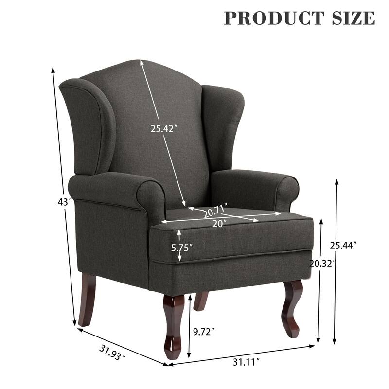 Classic Wingback Accent Chair for Living Room