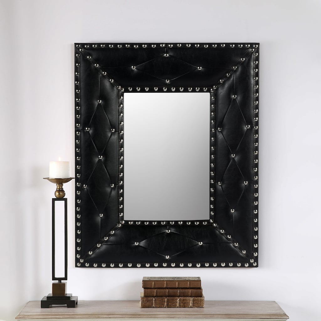 Rectangle Rivet Decorative Wall Hanging Mirror