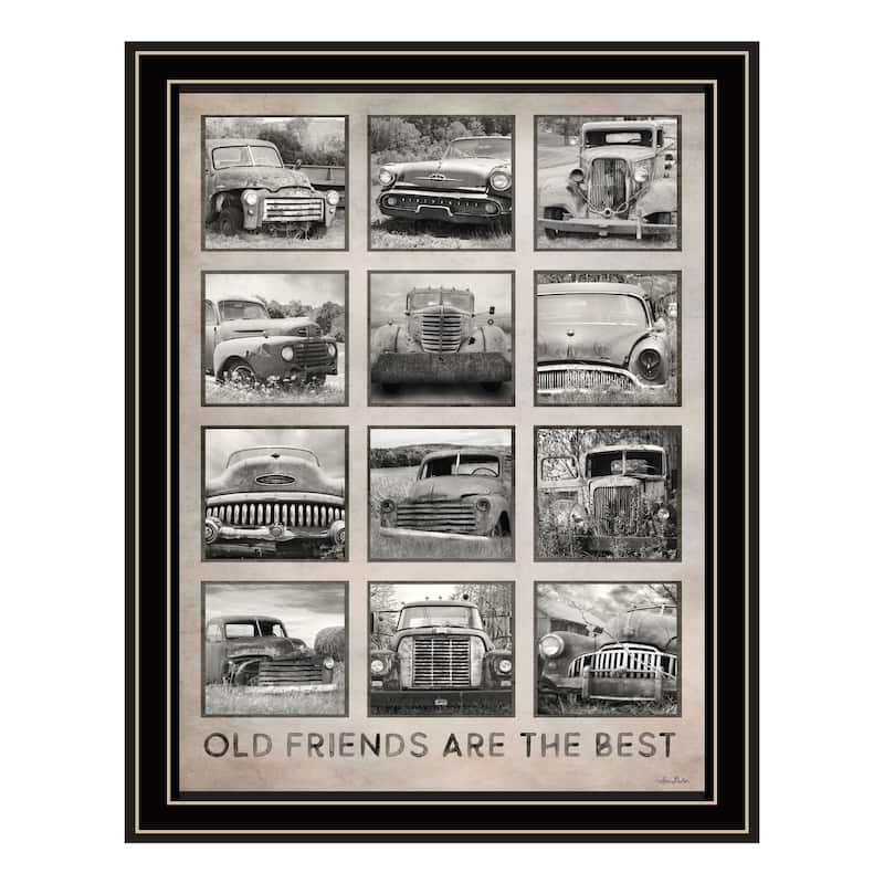 TrendyDecor4U "Old Friends(CARS) Are The Best" Framed Print Wall Art - Black