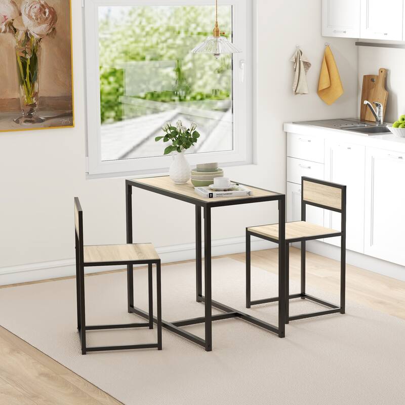 HOMCOM Industrial 3-Piece Dining Table and 2 Chair Set for Small Space in the Dining Room or Kitchen - 35.5" L x 18.5" W x 30" H