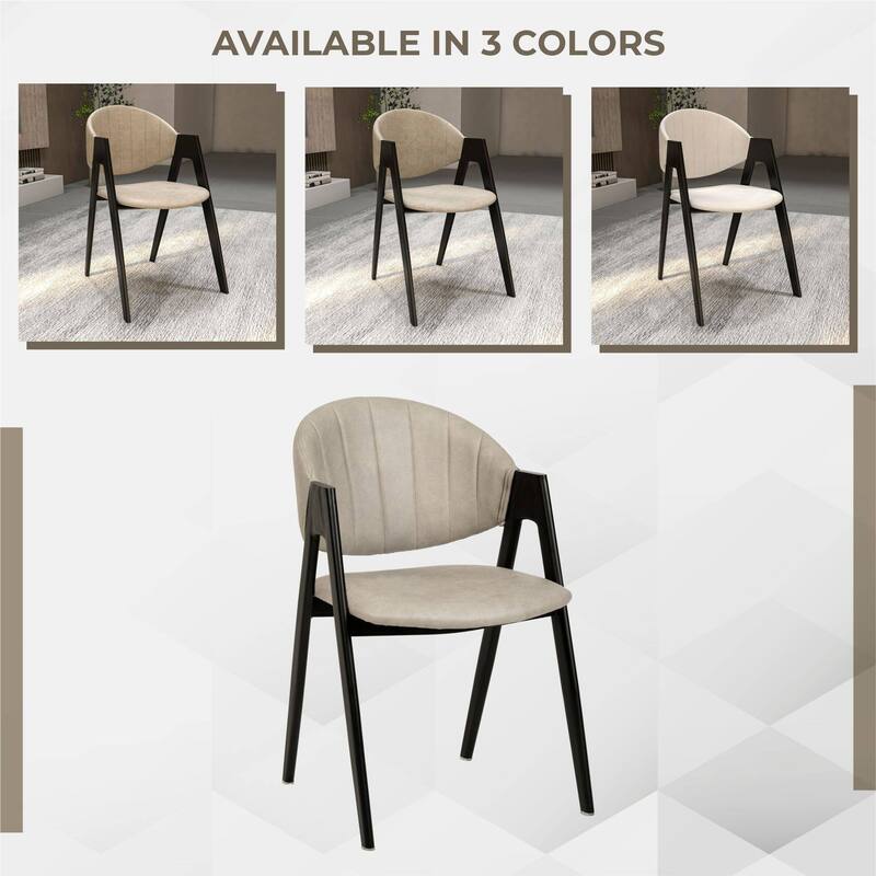 LeisureMod Mid-Century Modern Upholstered Dining Chair in Polyester with Curved Back and Iron Base for Home & Kitchen