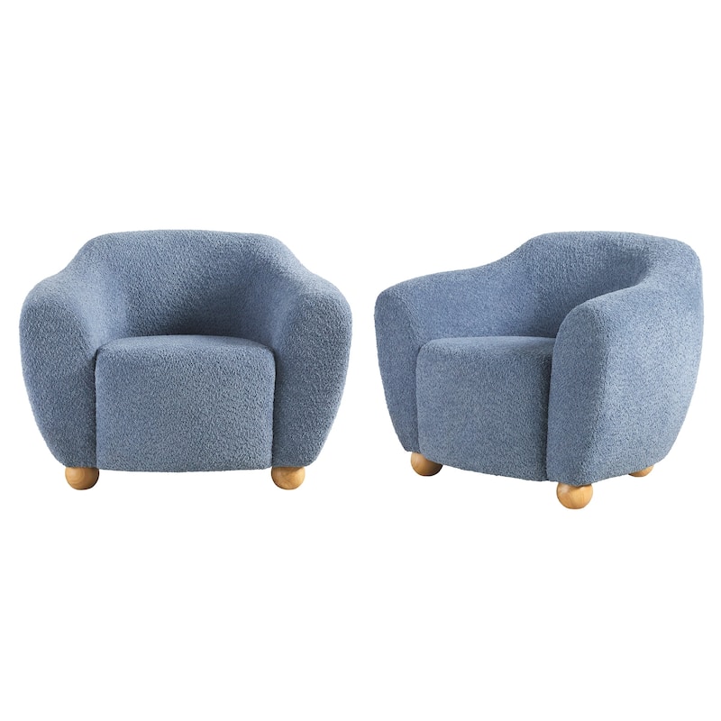 Walker Edison Contemporary Boucle Lounge Accent Chairs (Set of 2)