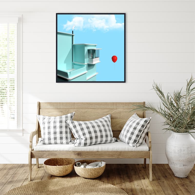 The red balloon by Michael Allmaier Framed Canvas Wall Art Print