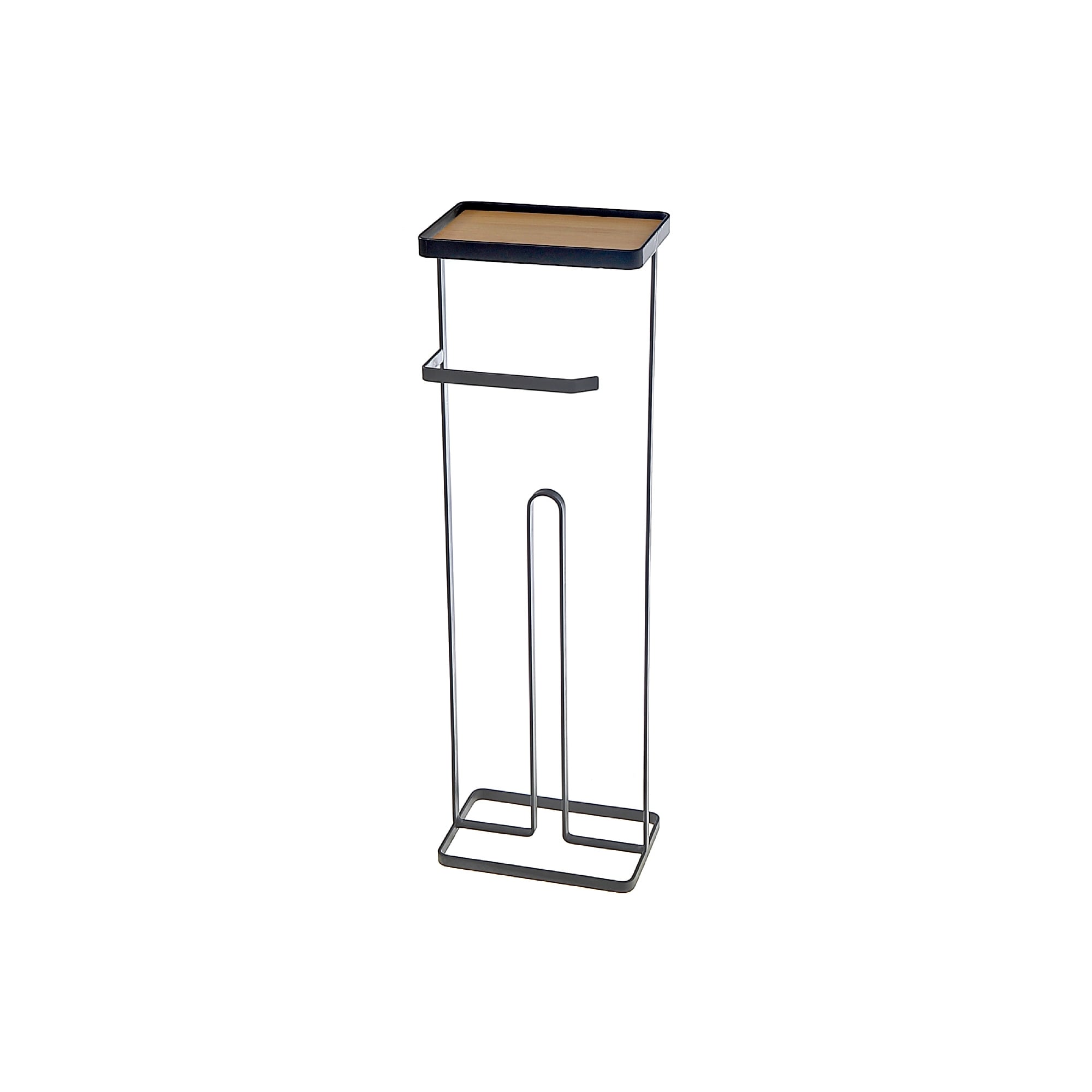 Toilet Paper Holder With Bamboo Top - Black