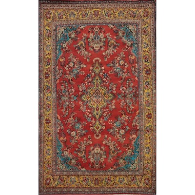 Hand Knotted Oriental 100% Wool Carpet Traditional Floral Oranges & Rust Hamedan Area Rug - 7' 2'' X 4' 7''