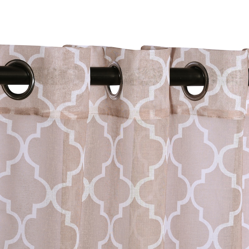 Superior Printed Trellis Sheer Grommet Curtain Panel - (Set of 2)