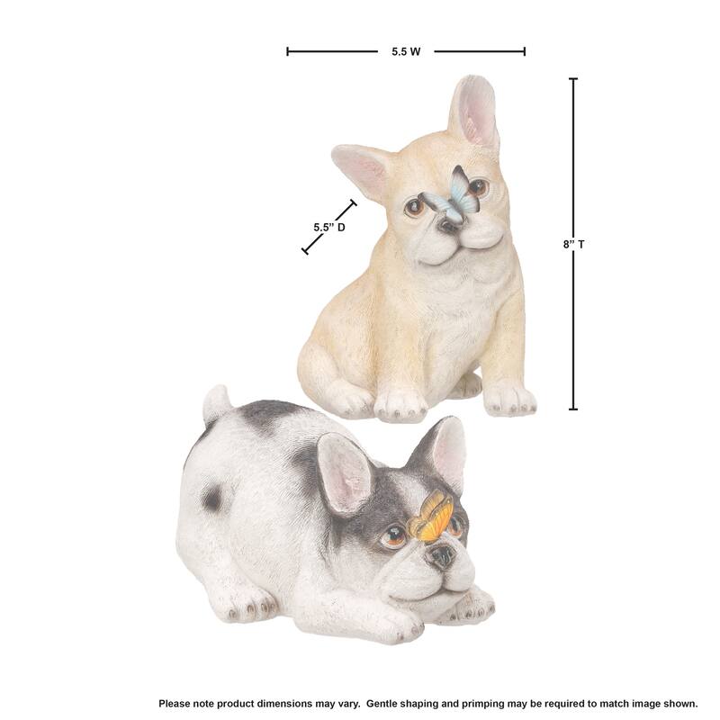 Dog With Butterfly 7.5-8.25" Set of 2 - 8.25