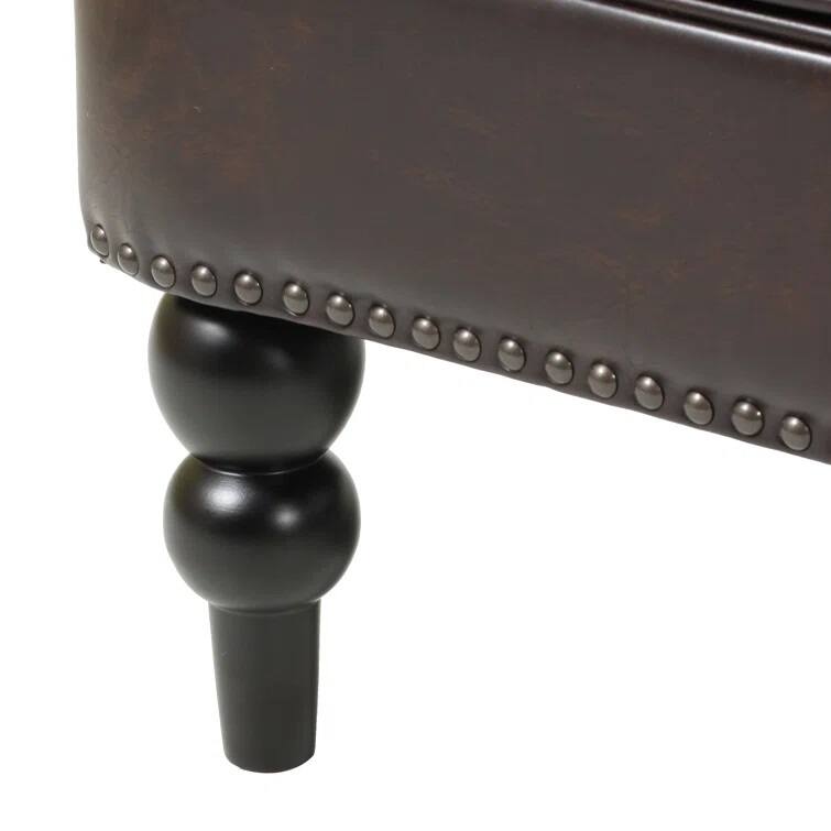 Modern 28" Upholstered Button Tufted Club Chair with Rubber Wood Legs and Nailheads