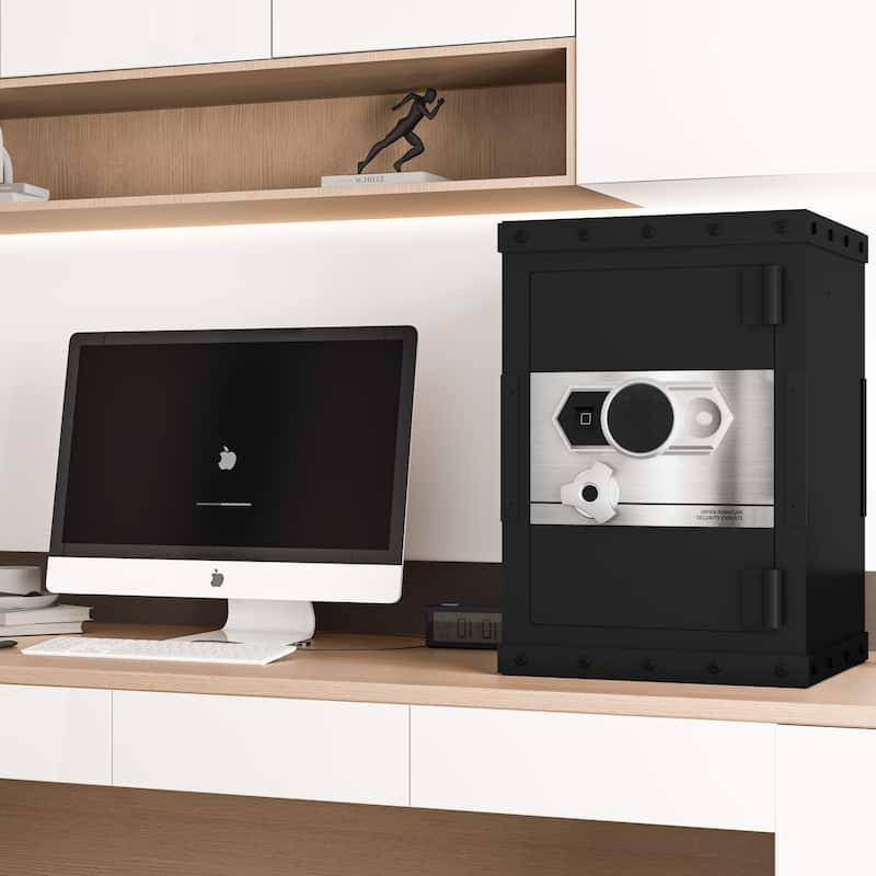 Three-lock safe, measuring 24.4 ″ × 16.5″ × 14.9 ″, suitable for home and office use, large steel digital safe equipped