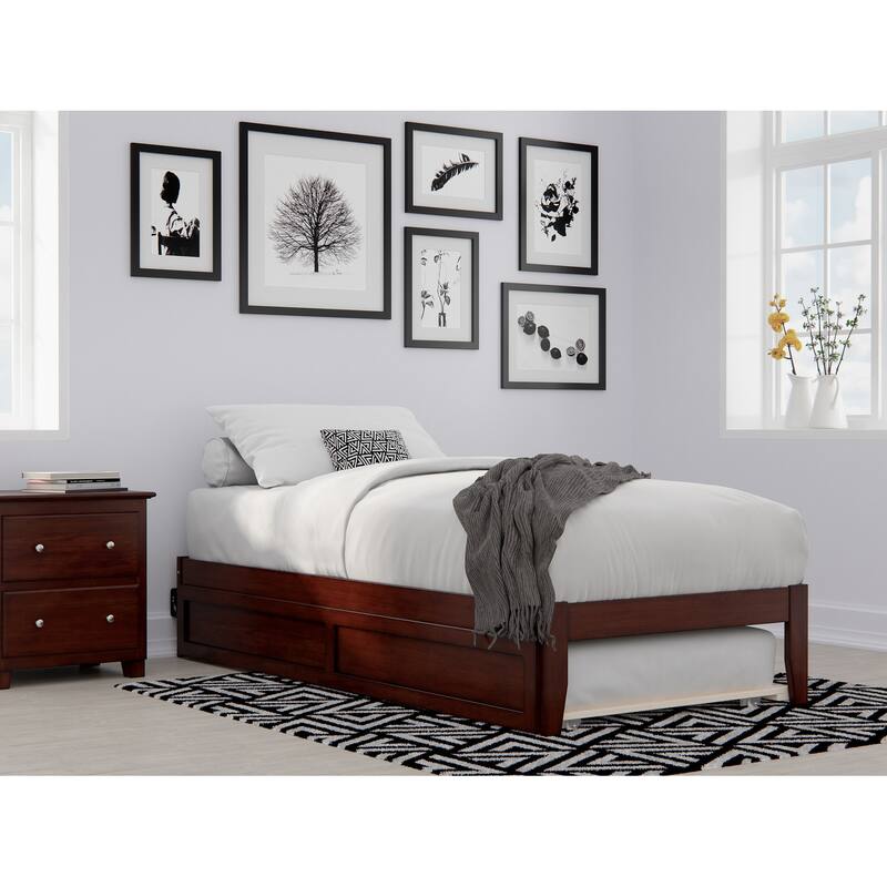 Colorado Bed with USB Turbo Charger and Twin Extra Long Trundle - Walnut - Twin XL