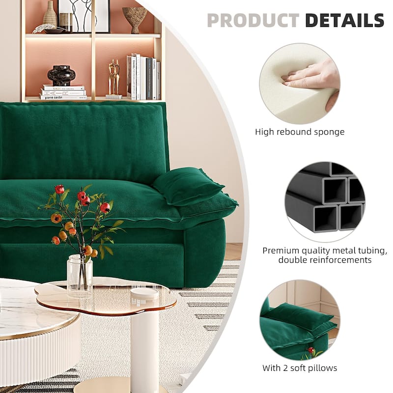 73.2" Queen Pull Out Sofa Bed,3-in-1 Convertible Sleeper Sofa,Multi-Functional Velvet Loveseat Bed