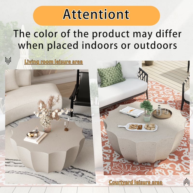 GDFStudio Thoren Magnesium Oxide Outdoor and Indoor Coffee Table with Weather-Resistant Surface