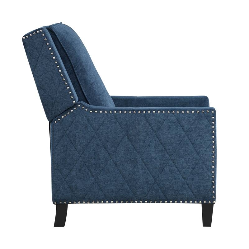 Textured Fabric Upholstered Reclining Chair with Nailhead Trim