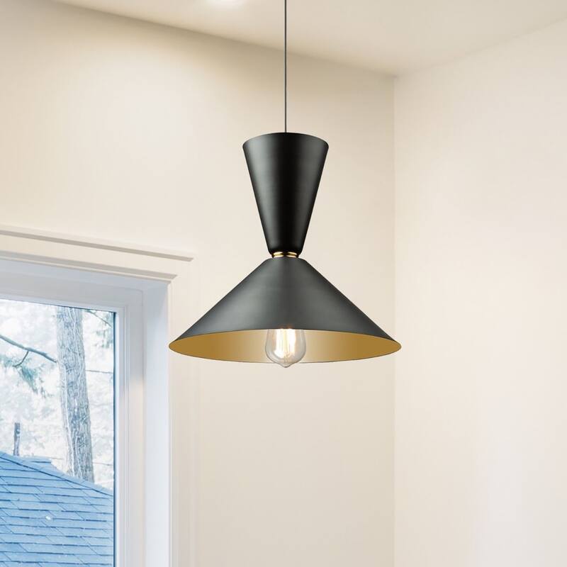 Tempo 1 Light Large Pendant - Matte Black and Brass - Matte Black and Brass