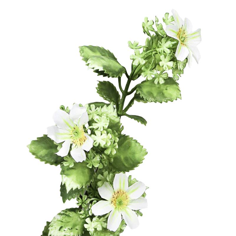 Set of 2 White Artificial WIld Daisy Greenery Flower Stem Bush Bouquet 20in - 20" L x 11" W x 11" DP