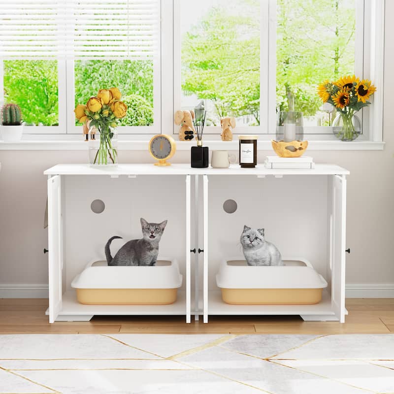 Elegant Dual-Cat Washroom Furniture Magnetic Door and Ventilation Hole