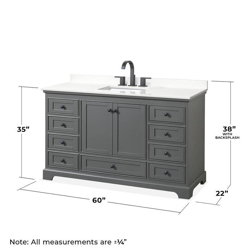 Wyndham Collection WCS202060S-QTZ-US3MXX Deborah 60" Free Standing