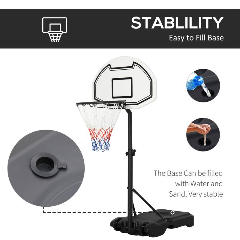 Black Adjustable Poolside Basketball Hoop with Telescoping Rim Weather-Resistant Net and Mobile Base - 28.75"Lx 19.25"W
