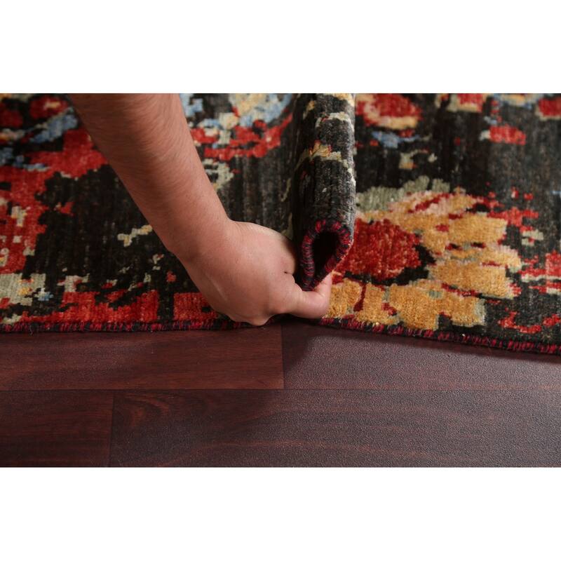 Wool/ Silk Vegetable Dye Abstract Modern Area Rug Hand-knotted Carpet - 6'7" x 9'8"