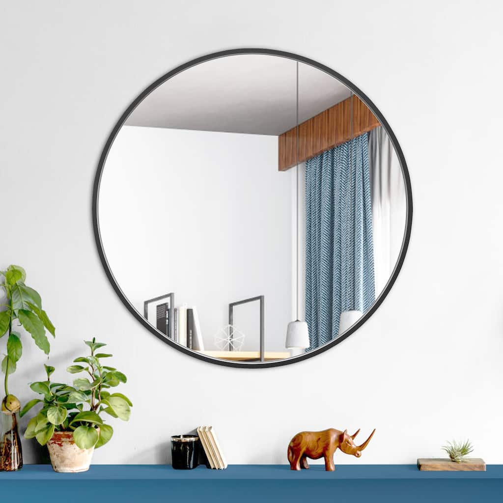Ledel Modern Metal Framed Bathroom Vanity Mirror Round Accent Wall Mirror