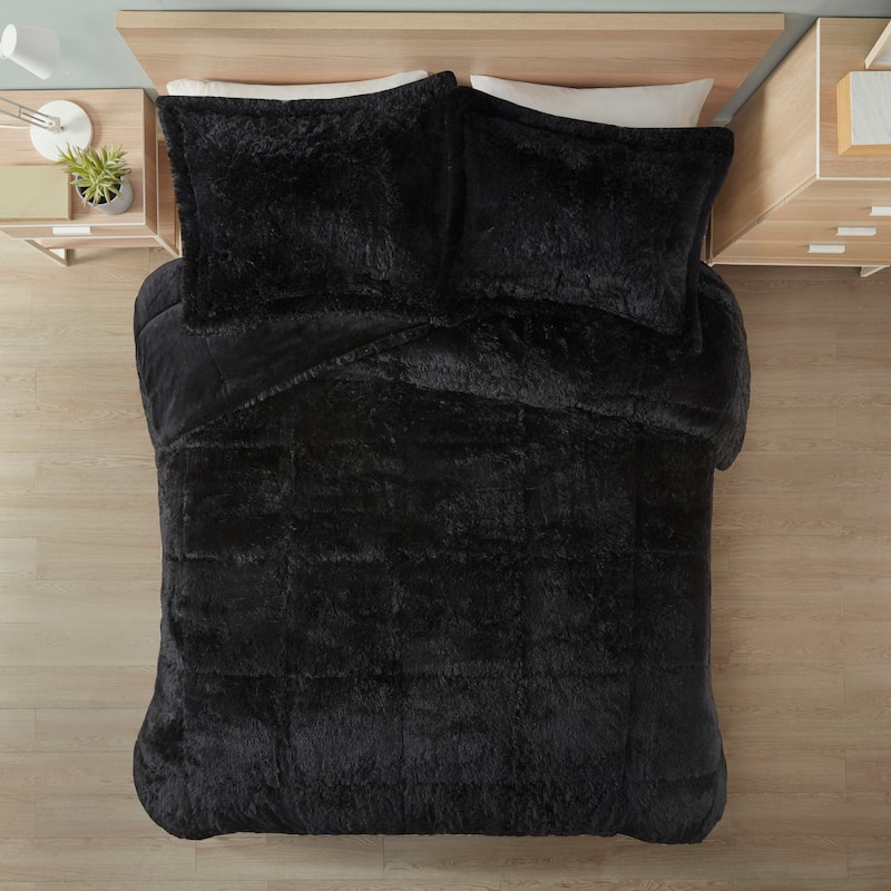 Intelligent Design Leena Shaggy Long Fur Comforter Mini Set