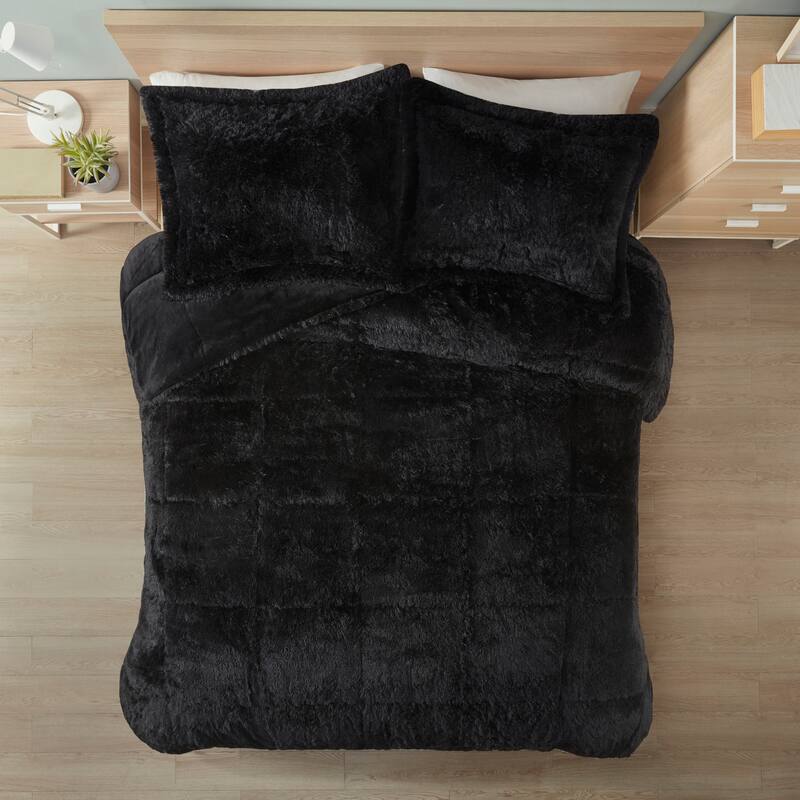 Intelligent Design Leena Shaggy Long Fur Comforter Mini Set