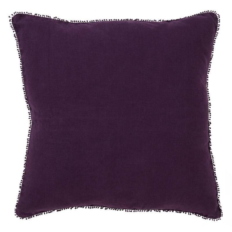 Pom Pom Design Throw Pillow - Feather Down - Purple - 20"x20"