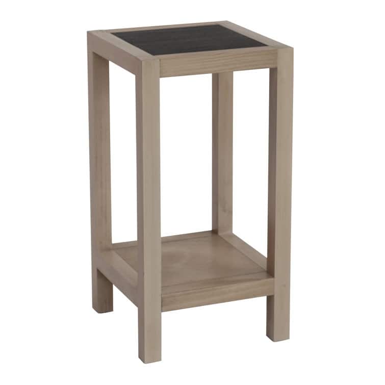 Square Accent End Table with Lower Shelf, Sahara Morning with Gunmetal Top