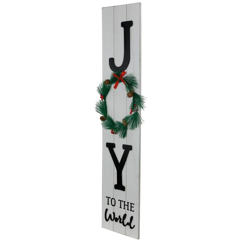 Joy to the World Christmas Porch Sign with Wreath - 35.75"