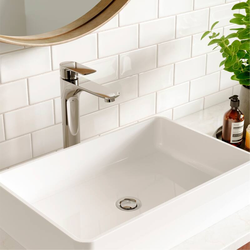Karran Kayes Single Hole Single Handle Vessel Bathroom Faucet with Matcing Pop-up Drain