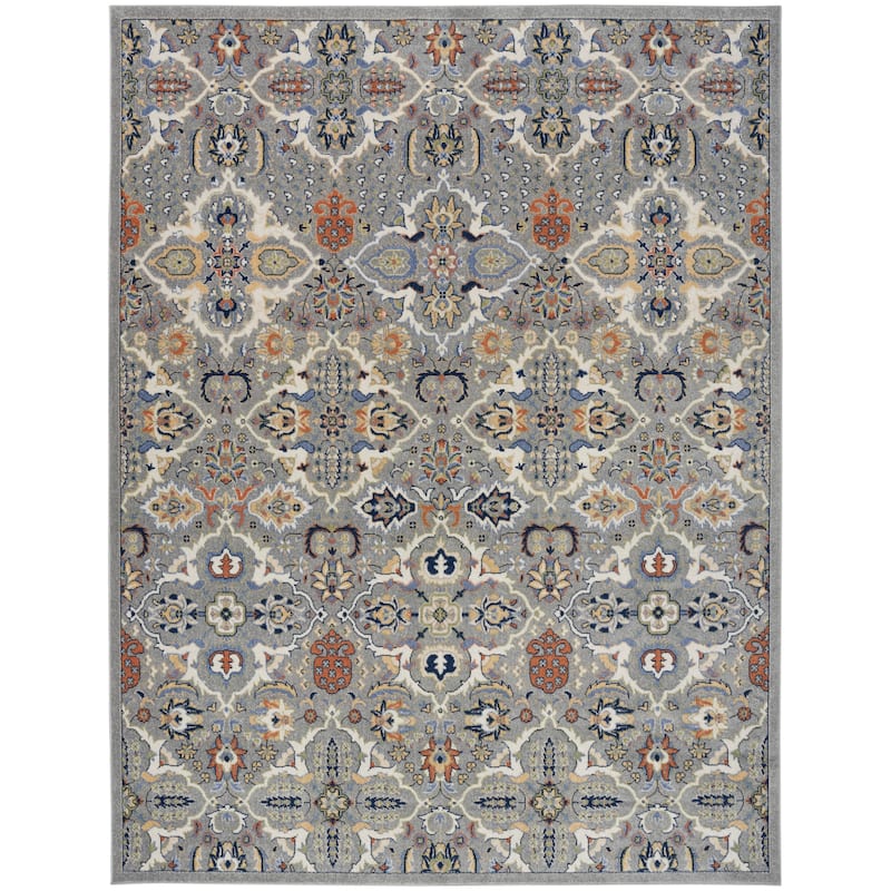 Nourison Allur Contemporary Boho Floral Medallion Area Rug - 7' x 10' - Grey