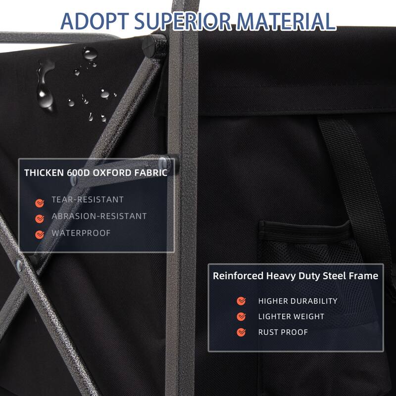 Collapsible Cart with Foot Brake, Large All-Terrain Wheels, Durable Alloy Frame, and Mesh Pocket for Easy Transport of Equipment