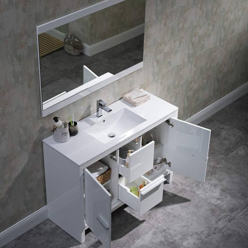 Blossom 48-Inch Bathroom Vanity Set with Ceramic Sink and Mirror Combo