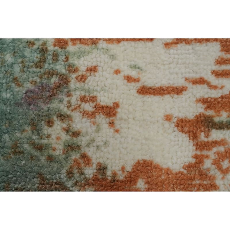 Hand-knotted Modern Silk Orange Abstract Oriental Area Rug - 5' 9'' X 4' 0''