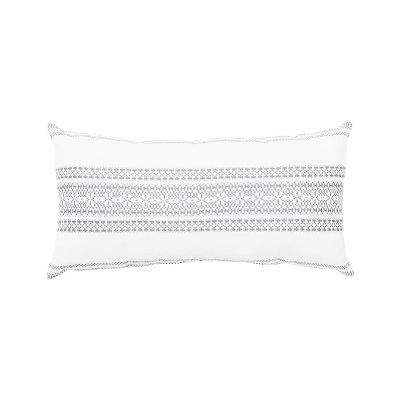 12" x 24" Clayton Cement Geometric Woven Lumbar Throw Pillow