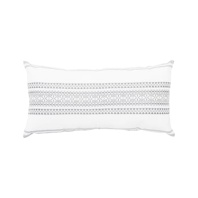 12" x 24" Clayton Cement Geometric Woven Lumbar Throw Pillow