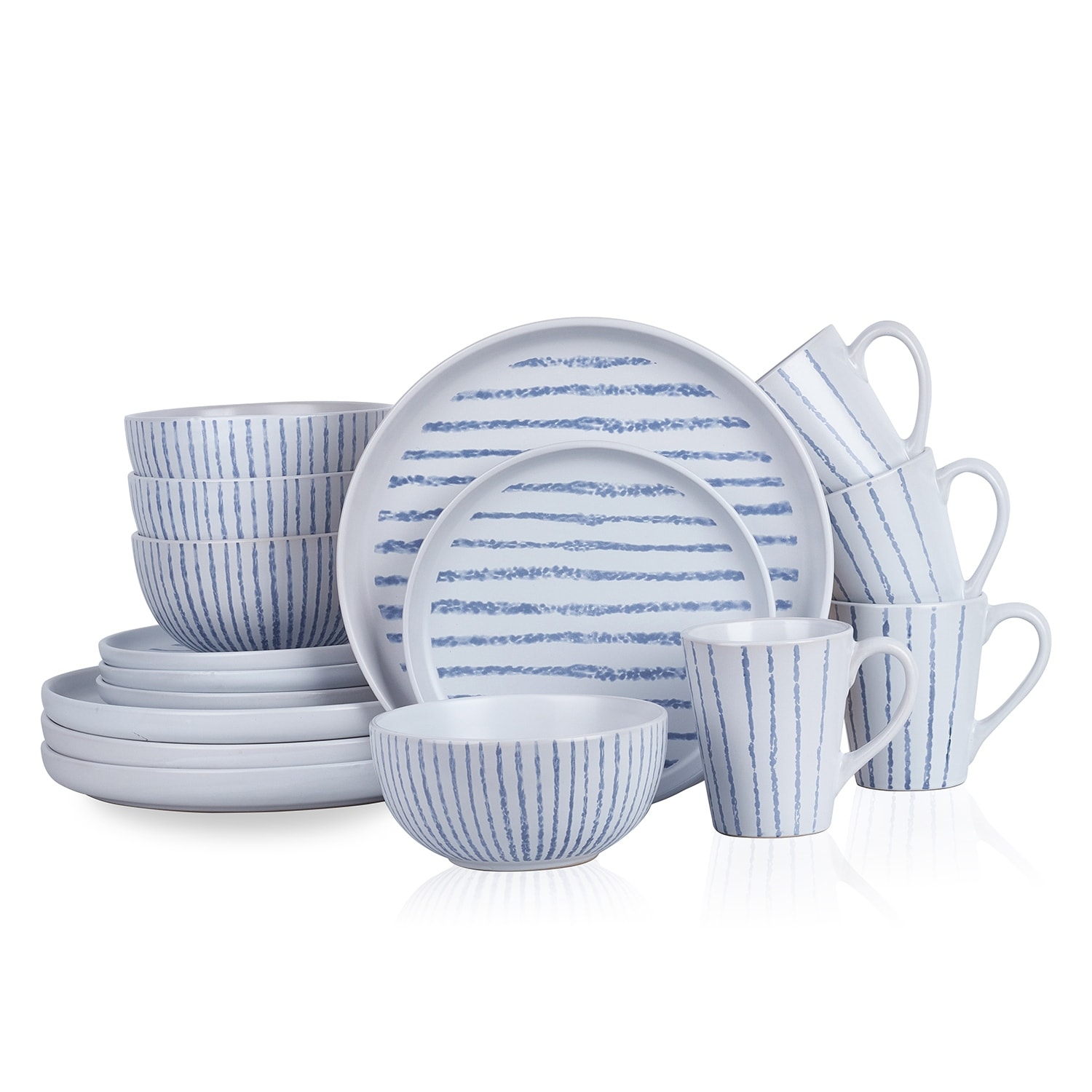 Gibson Home Everyday Essentials 32 Piece Round Stoneware Dinnerware Set in Matte Blue 32 Pieces Bed Bath Beyond 36832401