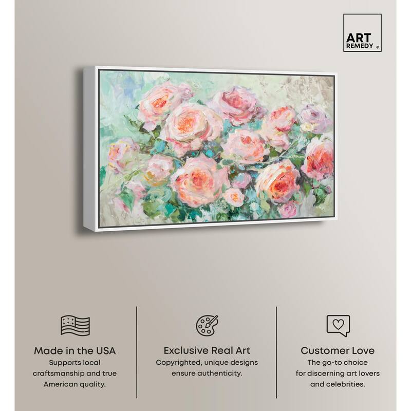 Cabbage Rose Charm Canvas by Art Remedy