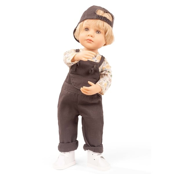 slide 2 of 5, Gotz: Little Kidz: Max - 14" Standing Poseable Boy Doll, Brown Overalls Toy