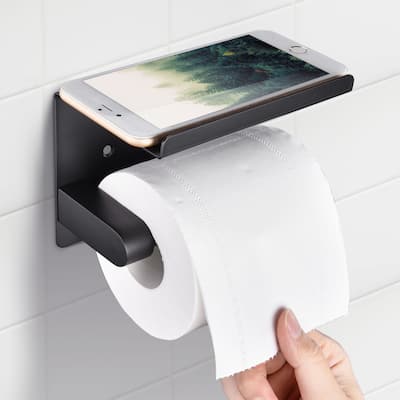 Aquaterior Toilet Paper Holder Wall Mounted Rack Heavy Duty Stainless Steel - One-size