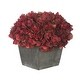 preview thumbnail 25 of 31, Faux Hydrangea in Grey Washed Wood Cube Planter Burgundy