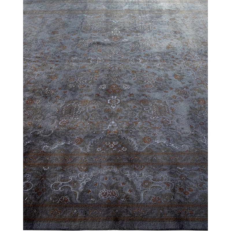 Overton Hand Knotted Wool Vintage Inspired Modern Contemporary Overdyed Gray Area Rug - 8' 2" x 10' 5"