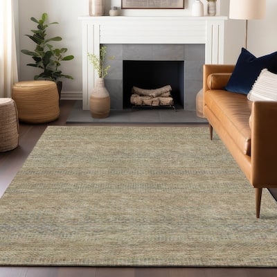 Machine Washable Indoor/ Outdoor Subtle Stripe Chantille Rug
