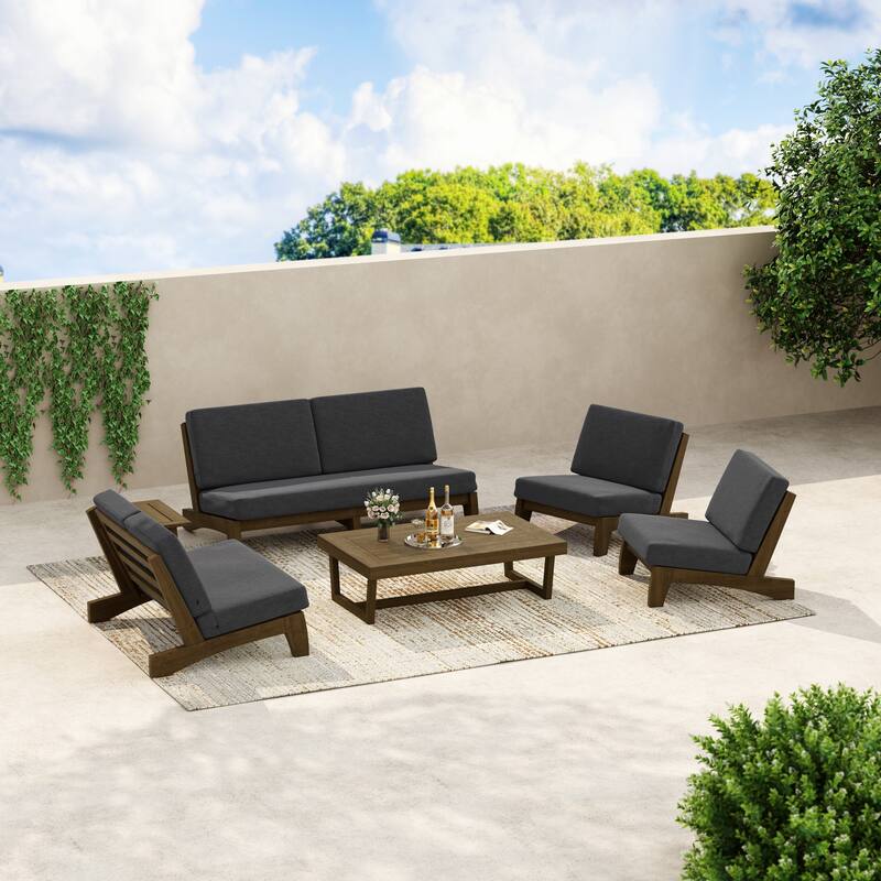 8-Piece Outdoor Sofa Set with Loveseat, 2 Club Chairs & Matching Tables