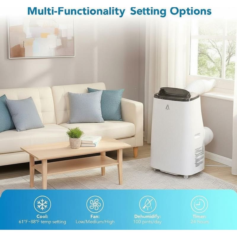 15,000 BTU Portable Air Conditioner, Fast Cooling to 700-850 Sq Ft