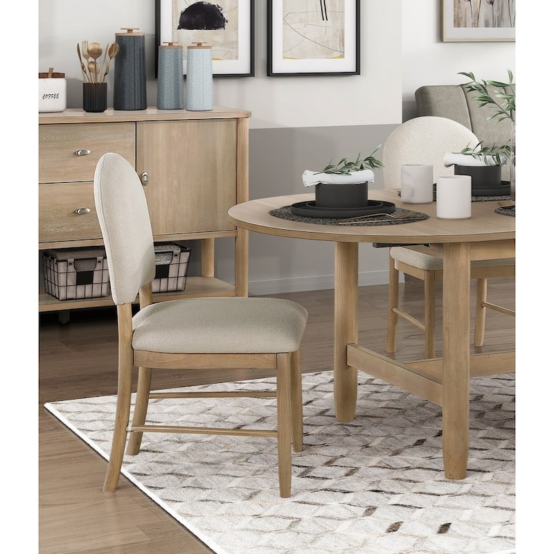 Natural Finish Beautiful Dining Set Oval Table with Leaf and Upholstered Chairs Wooden Furniture