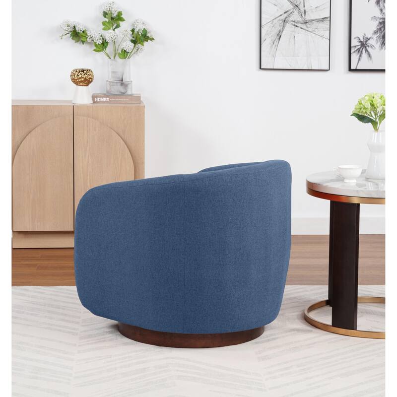 SEYNAR Modern Glam Boucle Fabric Round 360 Degree Swivel Barrel Chair